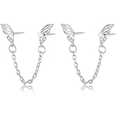 STAYLOVE Small Butterfly Stud Earrings for Women 925 Sterling Silver Post 14K Gold Plated Tiny Cubic Zirconia Cartilage Butterfly Earrings