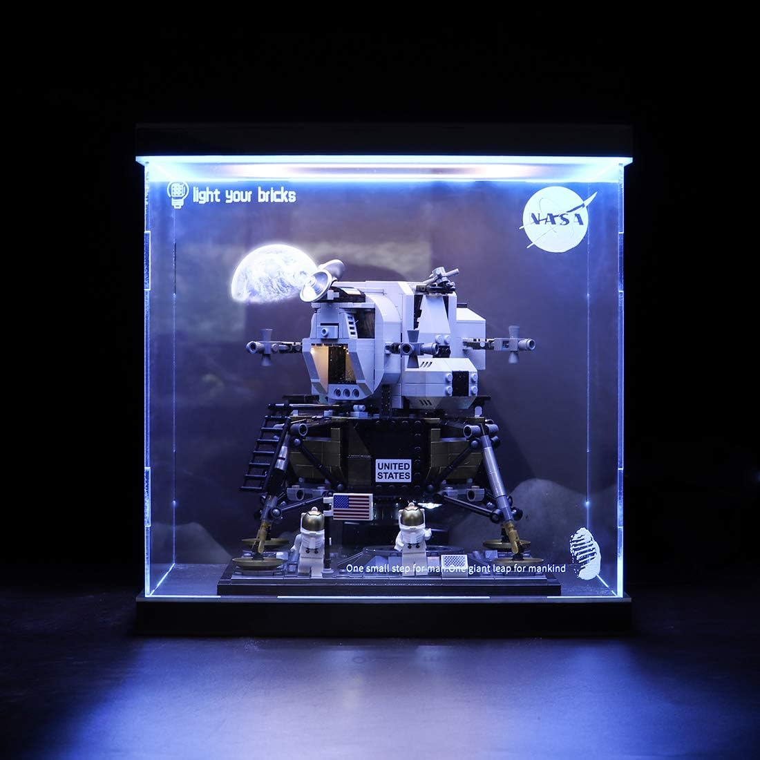 lego lunar lander display case