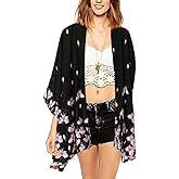 WEIYAN Women's Tops Loose Chiffon Kimono Cardigan Beach Swim Cover up Blouse