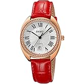 SKMEI Watch for Women Ladies Leather Band Fashion Simple Light Waterproof Casual Dress Analog Quartz Girl Female Gifts Black Wrist Watches