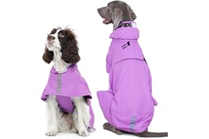 Kuoser Dog Raincoat, Waterproof Dog Rain Jacket with Clear Hooded Double Layer, Lightweight Reflective Dogs Rain Coat with Ad