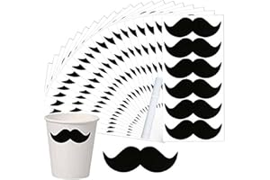 TOP LABEL 234 PCS Mustache Stickers,Happy Father's Day Sticker,Halloween Mustache Labels for Cup Bottle Party Supplies,3.35 x 1.15 Inch Little Accent Decoration Stickers,Free a White Chalk