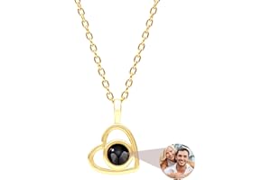 CLYLIFE Personalized Picture Necklace Projection - Custom Photo Heart Pendant - Photo Gifts for Girlfriend Wife Women - Valen
