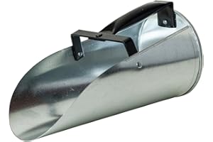 FARM-TUFF Galvanized Livestock Feed Scoop, 2qt Capacity - Metal Grain & Seed Scoop with Enclosed Easy-Grip Handle, Flat Base & Rust-Resistant Design for Poultry, Birds & Small Animals