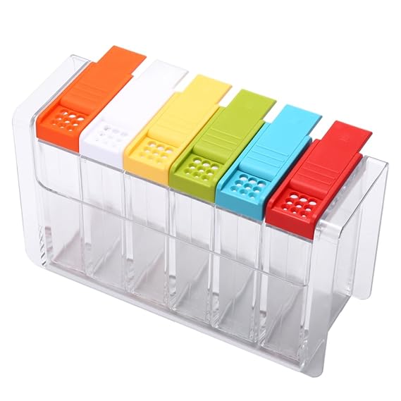 Würze Box Acryl, 6pcs/set Spice Jar Colorful Würze Box Kitchen Spice Aufbewahrungsbox Flasche Jars Würze Flasche Container (A