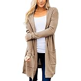 MEROKEETY Long Cardigans for Women 2026 Fall Winter Hooded Long Sleeve Open Front Sweaters with Pockets