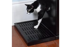 THE REFINED FELINE Litter Catch for The Refined Litter Box Enclosure Cabinet, Solid Wood with Slots to Catch Stray Litter As Cats Exit The Litter Box, Trap Door for Easy Emptying, Black Espresso