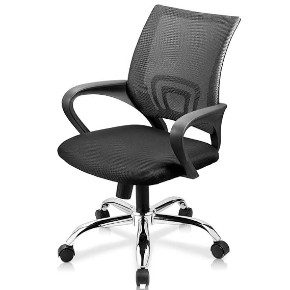 Loywe Bürostuhl Schreibtischstuhl, ergonomischer Drehstuhl mit Netzrücken, Wippfunktion Feste Armlehne höhenverstellbar, Schw