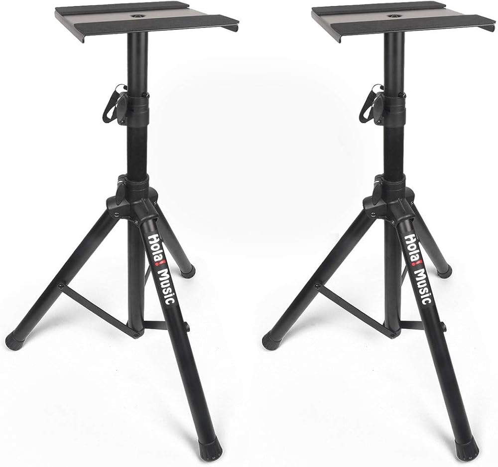 Hola Music Studio Monitor Speaker Tripod Stands Pair 1.25-1.8m Non-Slip Feet