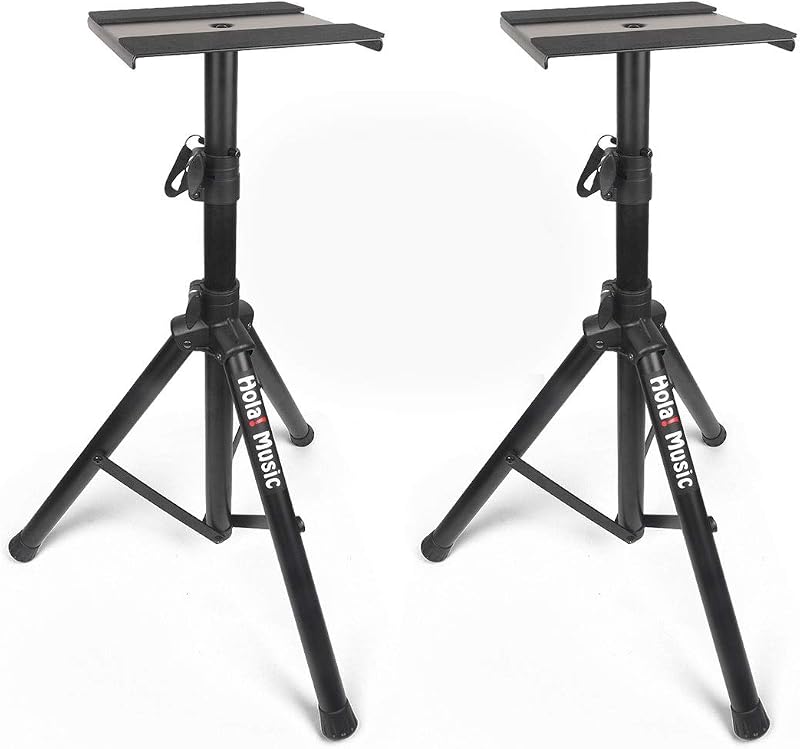 Hola Music Studio Monitor Speaker Tripod Stands Pair 1.25-1.8m Non-Slip Feet