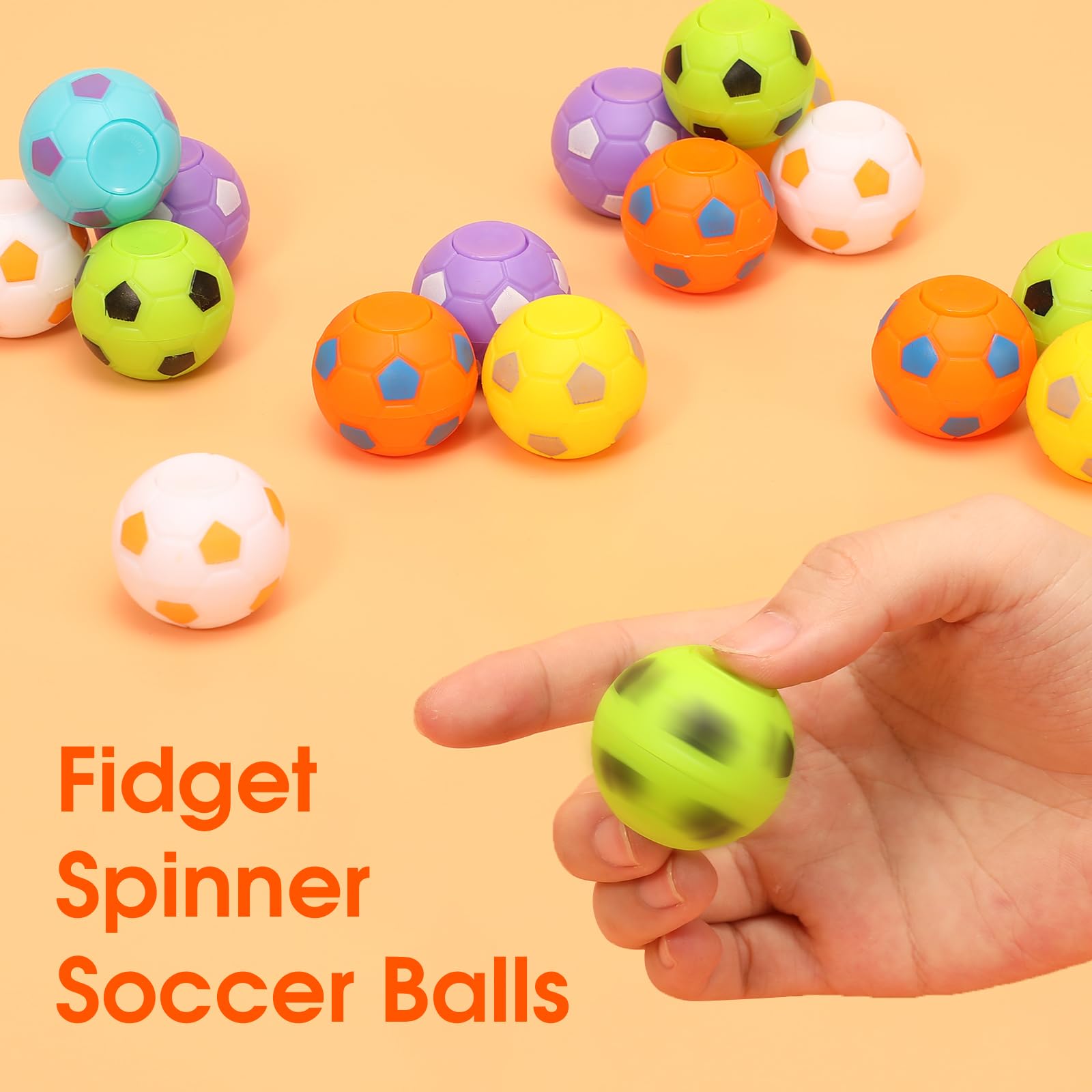 AZEN 24 Pcs Soccer Party Favors for Kids 4-8 8-12, Mini Fidget Spinners Soccer Ball Toys, Goodie Bags Stuffers for Birthday Party, Treasure Box Toys for Classroom, Return Gifts for Kids
