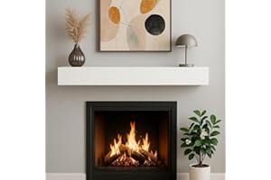 Ortaville 60" Floating Mantel Shelf - Modern White Fireplace Mantel with Matte Lacquer Finish for Living Room Elegance (60", White)
