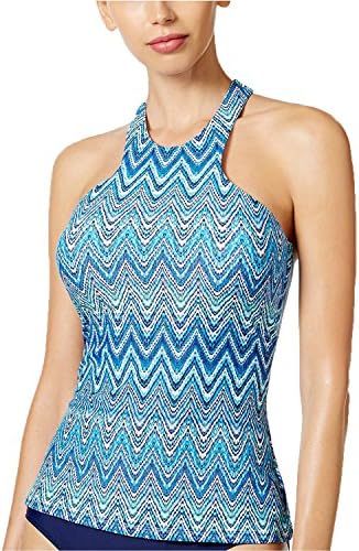 Island Escape Women's St. Martin High-Neck Zig Zag Tankini Top