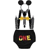HIHCBF Baby Boys First Birthday Party Outfits Cake Smash Photo Shoot Costume ONE Bloomers Suspenders Bow Tie Headband