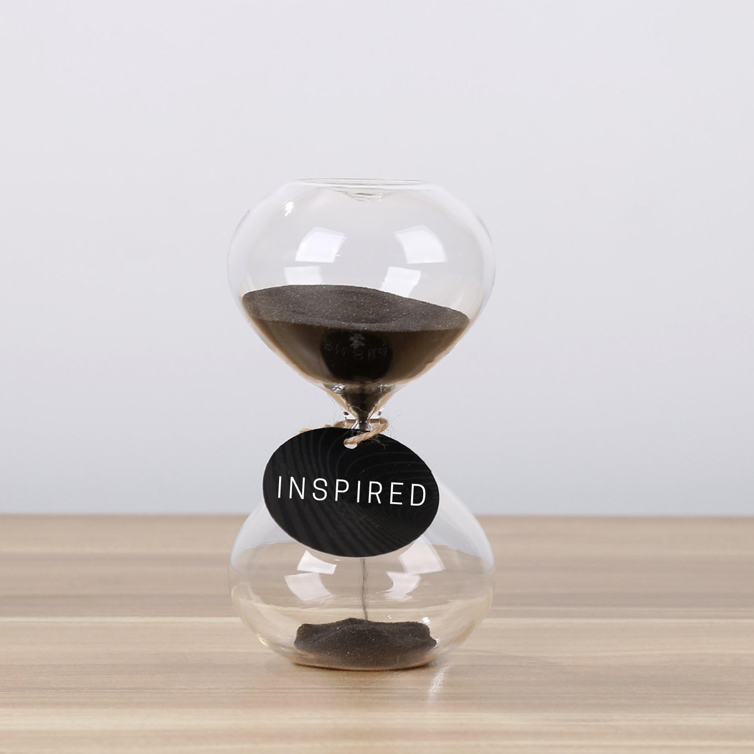 SWISSELITE Biloba 4.5 Inch Puff Sand Timer/Hourglass 3 Minutes - Black Color Sand - Inspired Glass/Home, Desk, Office Decor: Home & Kitchen