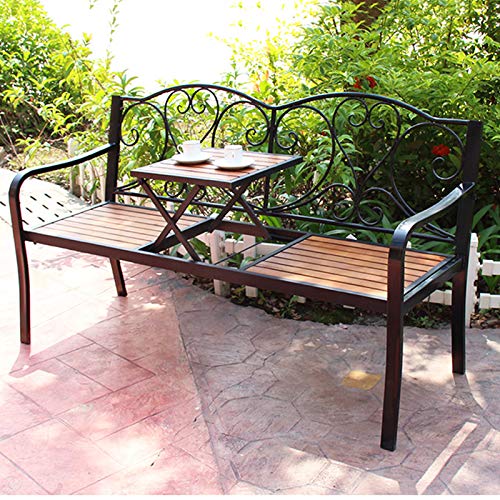 outdoor product 59-Zoll-Außenterrasse Gartenbank, Balkon Parkbank Mit Verstellbarem Mitteltisch, Veranda Sitz Mit… – Bild 8