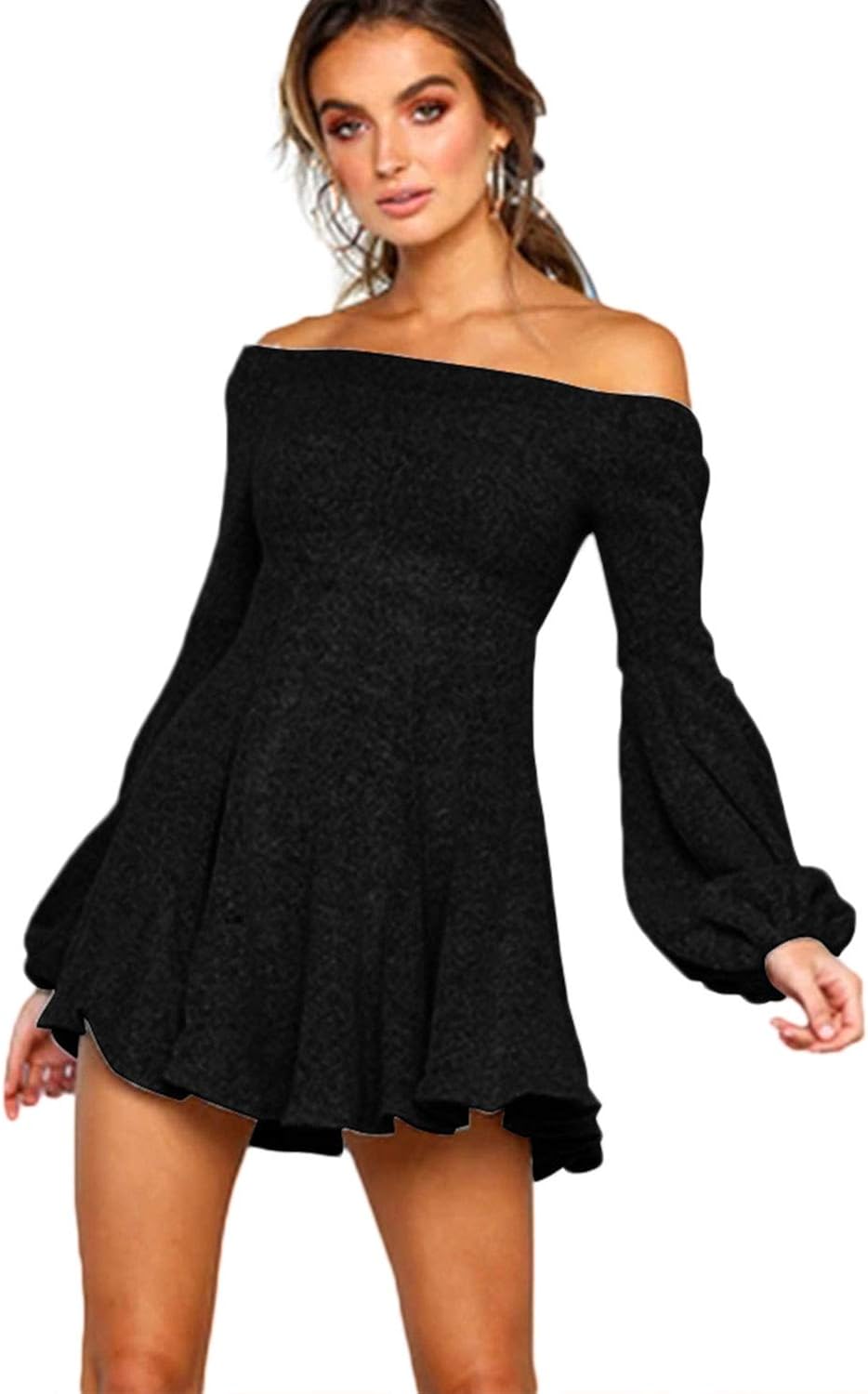 off the shoulder sweater dress black
