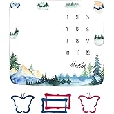 FHZON Forest Milestone Blanket Mountain Tree Baby Blanket Newborn Gift Memento Soft Swaddle Portable Crawl Pad 48x40inch