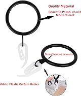 WOVTE 50 Pack Curtain Rings and Hooks 30mm Drapery Sliding Eyelets Black/White view 3