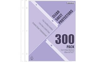 TUOKCALB 300 Pack Clear Sheet Protectors for 3 Ring Binder, Polypropylene Acid-Free Material, 8.5 x 11 Inch Letter Size, Protector of Your Documents