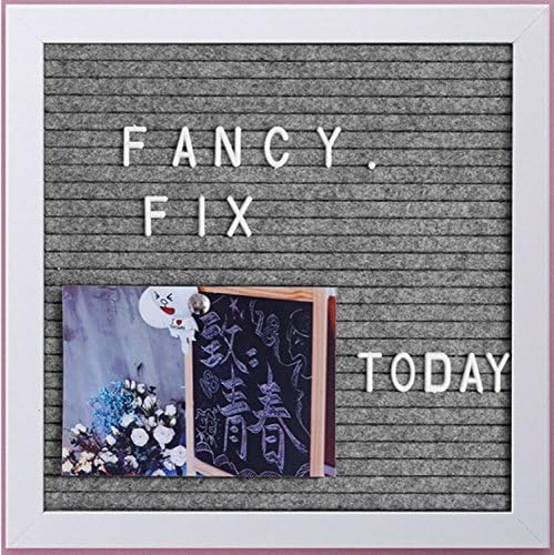 Felt Message Board 10" x 10" Retractable Stand with 300 White Capital Plastic Letters, Numbers & Symbols (Grey Felt Board With White Frame)