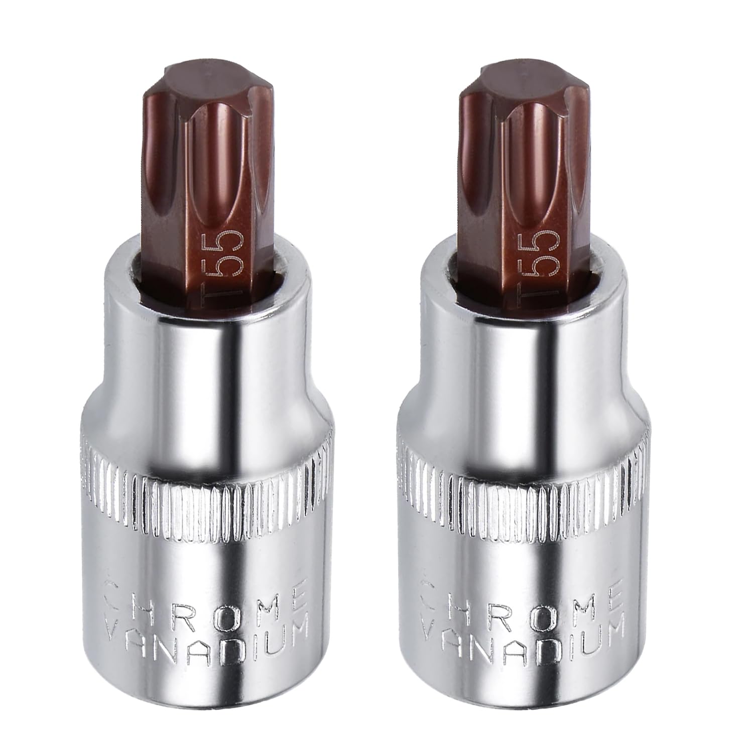 Juttzzei 2PCS Torx Bit Socket, 1/2" Drive, T55 Torx, S2 Alloy Steel, 60mm Length