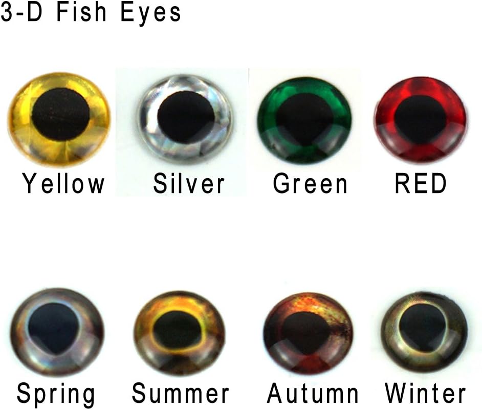 Aventik 360pcs Pack 8 Colors Choice Super Realistic 3-D Living Fish Eyes Holographic Fishing Lure Eyes, Fly Eyes, Fishing Lure Making, Fly Tying Materials,