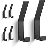 Coat Hooks Wall Mounted, 6 Packs Wall Hooks for Hanging Clothes, Coat, Towel, Rope, Keys, Hats, Purse, Screws Invisible Hooks for Kitchen, Bathroom, Cabinet, Hallways, Bedrooms (Black, 6Packs)