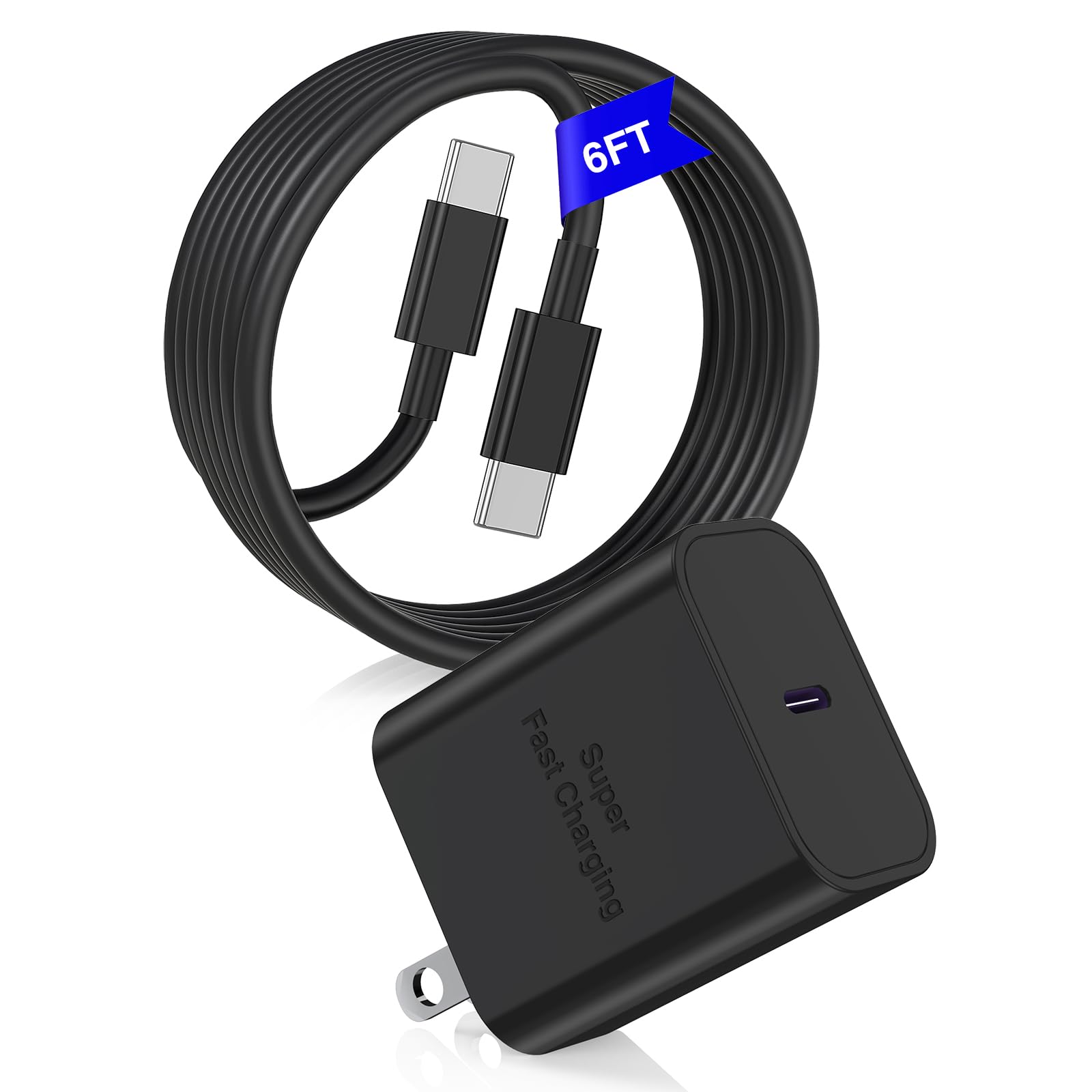 2 Pack 45W Super Fast Charger Type C for Samsung Galaxy S25 S24 Ultra,Fast Charger USB C with 6+10FT Type C Charging Cord for Samsung Galaxy S23/S22/S21/Note10/20,Android,Galaxy Tab A9+ Tablet -1