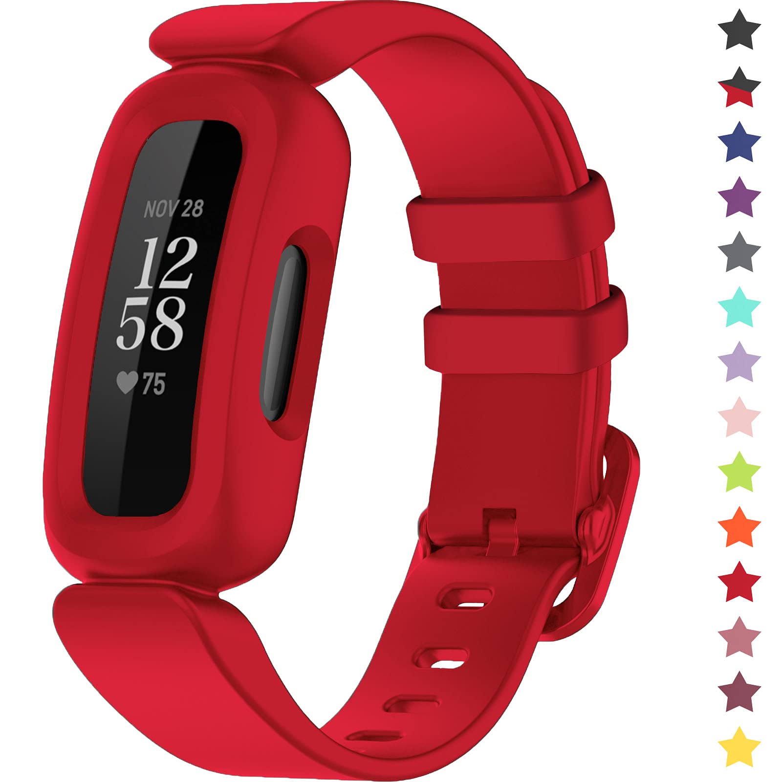 TopPerfekt Straps Compatible with Fitbit Ace 3 for Kids, Soft Silicone Waterproof Bracelet Accessories Sports Watch Strap Replacement for Fitbit Inspire 2/Ace 3 Boys Girls (Red)
