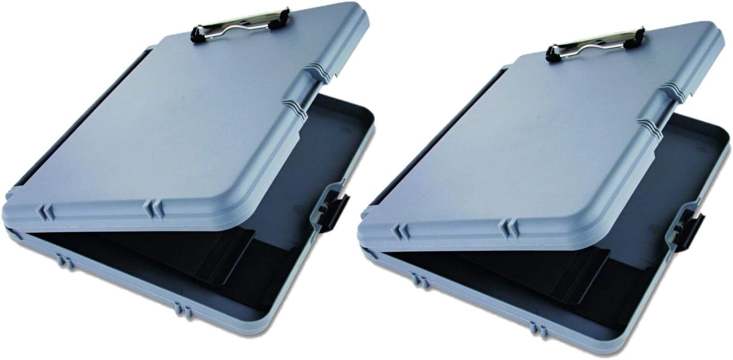 Saunders Gray Work Mate Plastic Storage Clipboard � Reversible Clipboard for Storing Paperwork, Business Cards, Writing Utensils, Tablet. Stationary Equipment 2 Pack