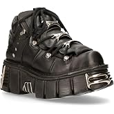 Botas Góticas De Piel Negras Cadenas Metal Hombre Y Mujer