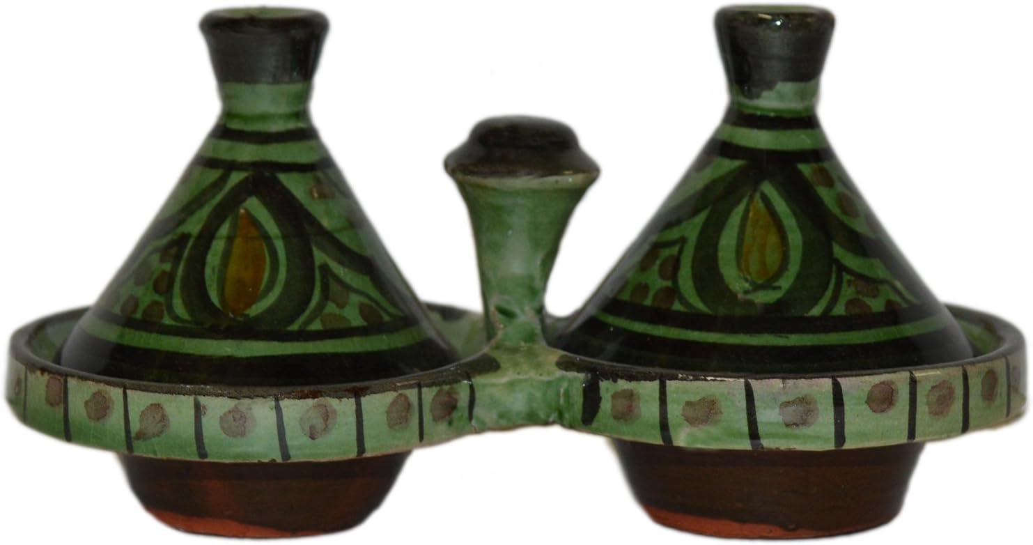 Spice Holder Moroccan Seasoning Handmade Tagine Double Container Storage Organizer