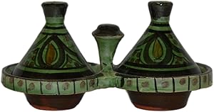Spice Holder Moroccan Seasoning Handmade Tagine Double Container Storage Organizer