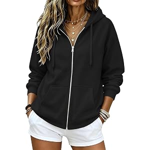 MKLUNJOP Zip Up Hoodie Women Casual Oversized Sweatshirt Lightweight Jacket | Womens Zip Up Hoodies Long Sleeve Y2K Hooded Sw