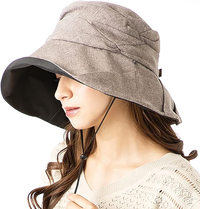 Amazon ルーアンドシー 帽子 レディース 大きいサイズ 接触冷感 ノーベルuvハット 完全遮光 紫外線対策 春夏 Uvカット 折りたたみ あご紐付き ハット 通販