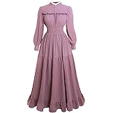Vibsion Victorian Dress for Women 1800s Long Sleeve Edwardian Dresses Medieval Renaissance Costume