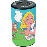 Stash Jar with custom printed Cartoon Design. Smell Proof/Air Tight Design. Press and Hold the top button while opening and closing the air tight jar. (Hippie Alice)