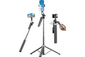 FULOVIEW 72" Phone Tripod, Tripod for iPhone with Wireless Remote Control, Portable Selfie Stick for iPhone, Live Streaming, Video Recording, Compatible with Cell Phones, Cameras
