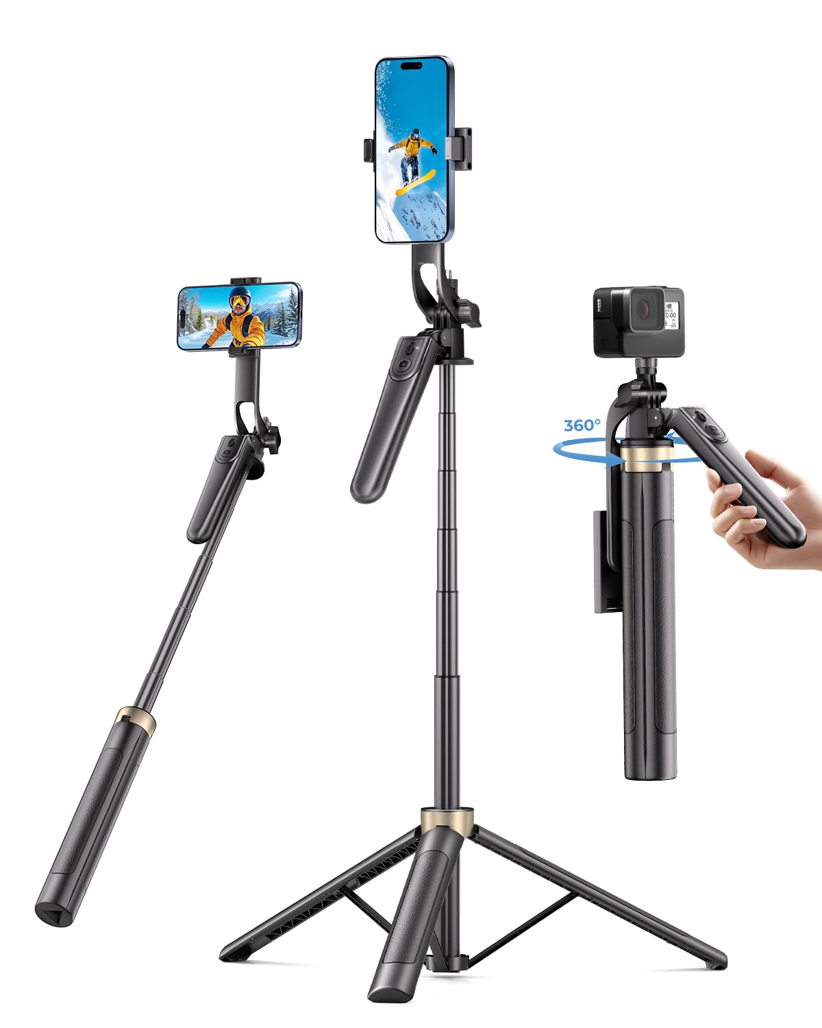 Photo 1 of 72" Phone Tripod, Tripod for iPhone with Wireless Remote Control, Portable Selfie Stick for iPhone, Live Streaming, Video Recording, Compatible with Cell Phones, Cameras