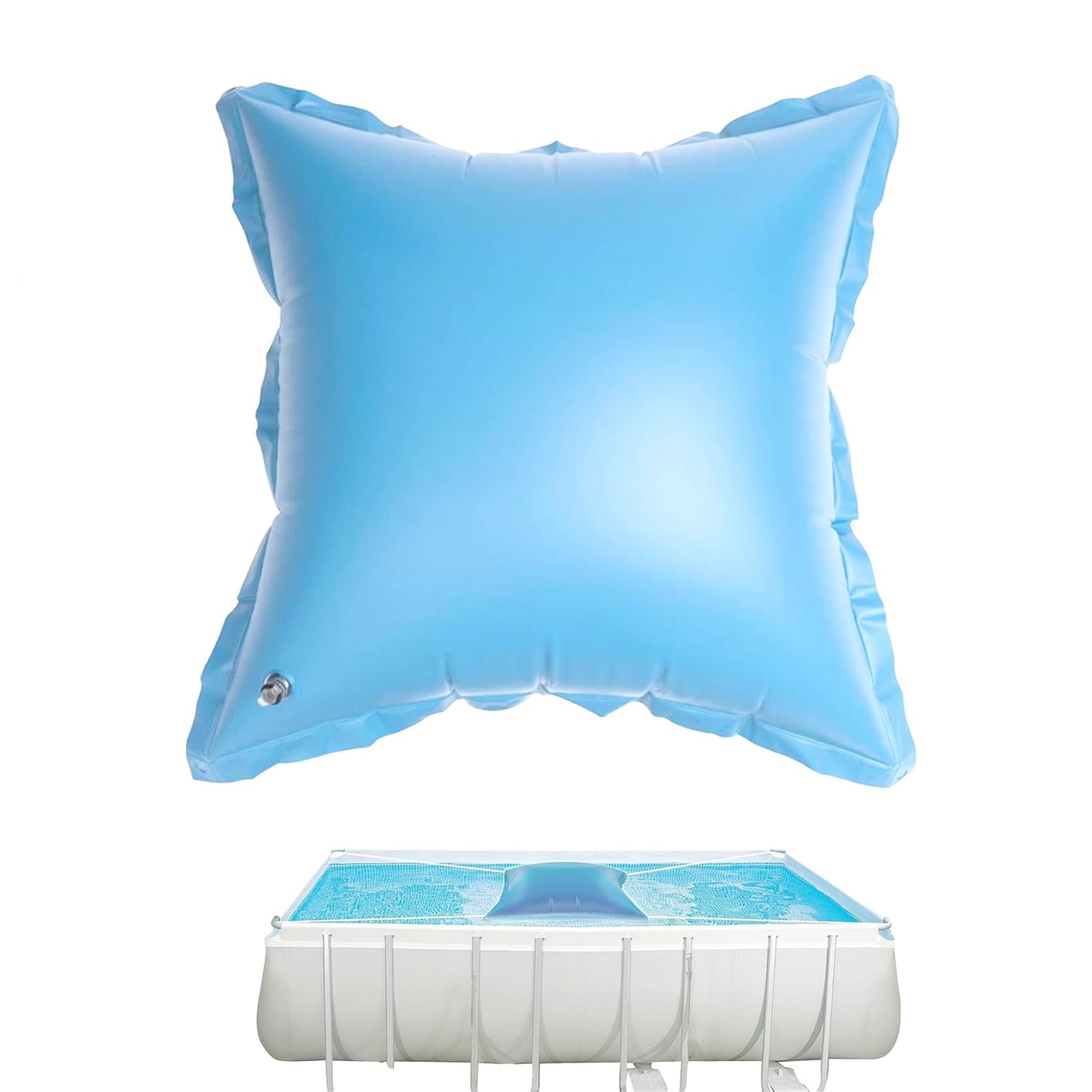 Winter Pool Cushion, Winterizing Pool Pillow, Pool Pillows for Above Ground Pools, 4ft x 4ft Ice Equalizer Air Pillow, Square Pool Air Pillow with Ropes, Pool Pillow for Winter Pool Covers