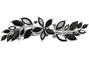 Faship Gorgeous Black Rhinestone Crystal Small Flower Hair Barrette Clip