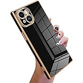 KANGHAR Case Compatible with iPhone 15 Plus Luxury Cute Plating Design Case Full-Body Anti-Scratch Shockproof Bumper Protective Cover for iPhone 15 Plus 6.7 Inch Black