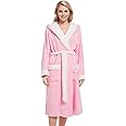 Inner Wish Women Hooded Plush Robe, Fleece Cozy Warm Bathrobe