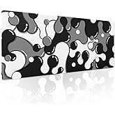 aportt Black White Grey Mouse Pad XL Anime Cool Geometric Japanese Extended Desk Mat 80X30cm Non-Slip Rubber Base Stitched Edge Large Mousepad for Desk Gaming Laptop Desktop,31.5×11.8 Inch