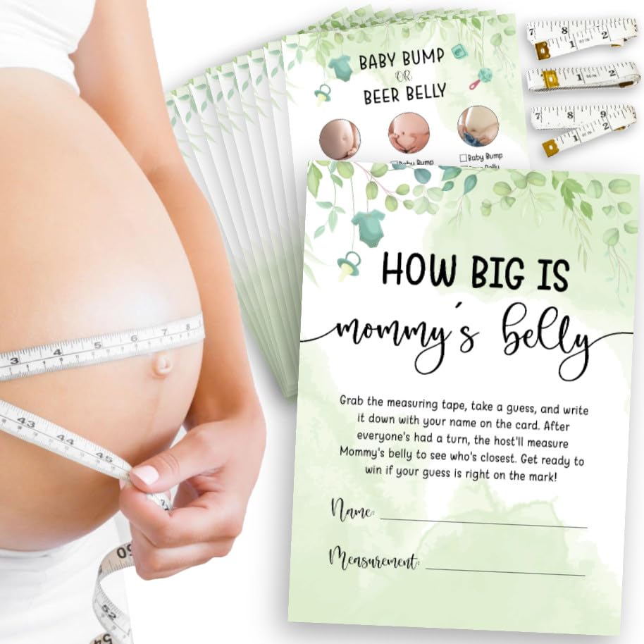 Photo 1 of WOODAMORE 30 Pcs How Big is Mommys Belly Game - Measure Baby Bump or Beer Belly Baby Shower Game Gender Neutral, Hilarious Baby Shower Game, Funny Boy Baby Party Game Activity for Guests