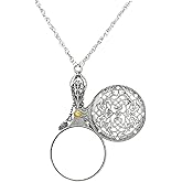 1928 Jewelry Women's Pewter Mirror With Sliding Filigree Cover Necklace Pendant Enhancer, 30