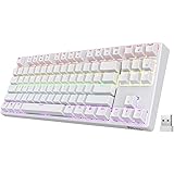 RK ROYAL KLUDGE Sink87G Wired/Wireless TKL Mechanical Gaming Keyboard, No Numbpad Compact 2.4G RGB Wireless Keyboard (White)