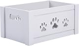 Green Leaves Paw Shaped Cutout Dog Toys Storage Box Grey Medium