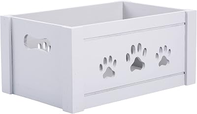 Green Leaves Paw Shaped Cutout Dog Toys Storage Box Grey Medium
